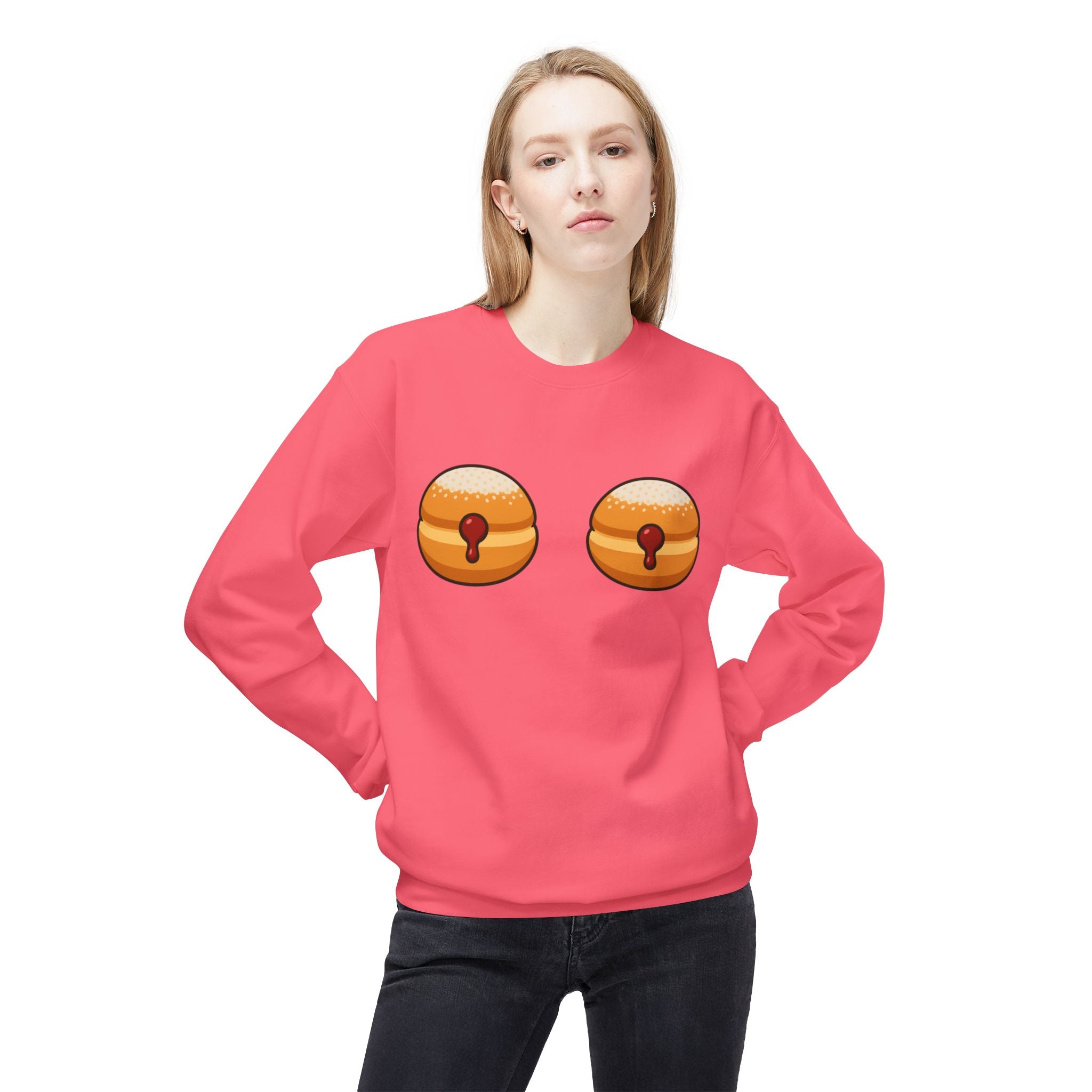 Crewneck Sweatshirt with Funny Paczki Boobs Design
