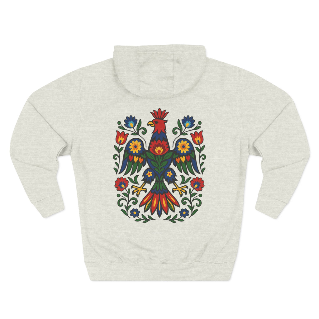 Folk Art Eagle Hoodie — Colorful Polish Wycinanki Design
