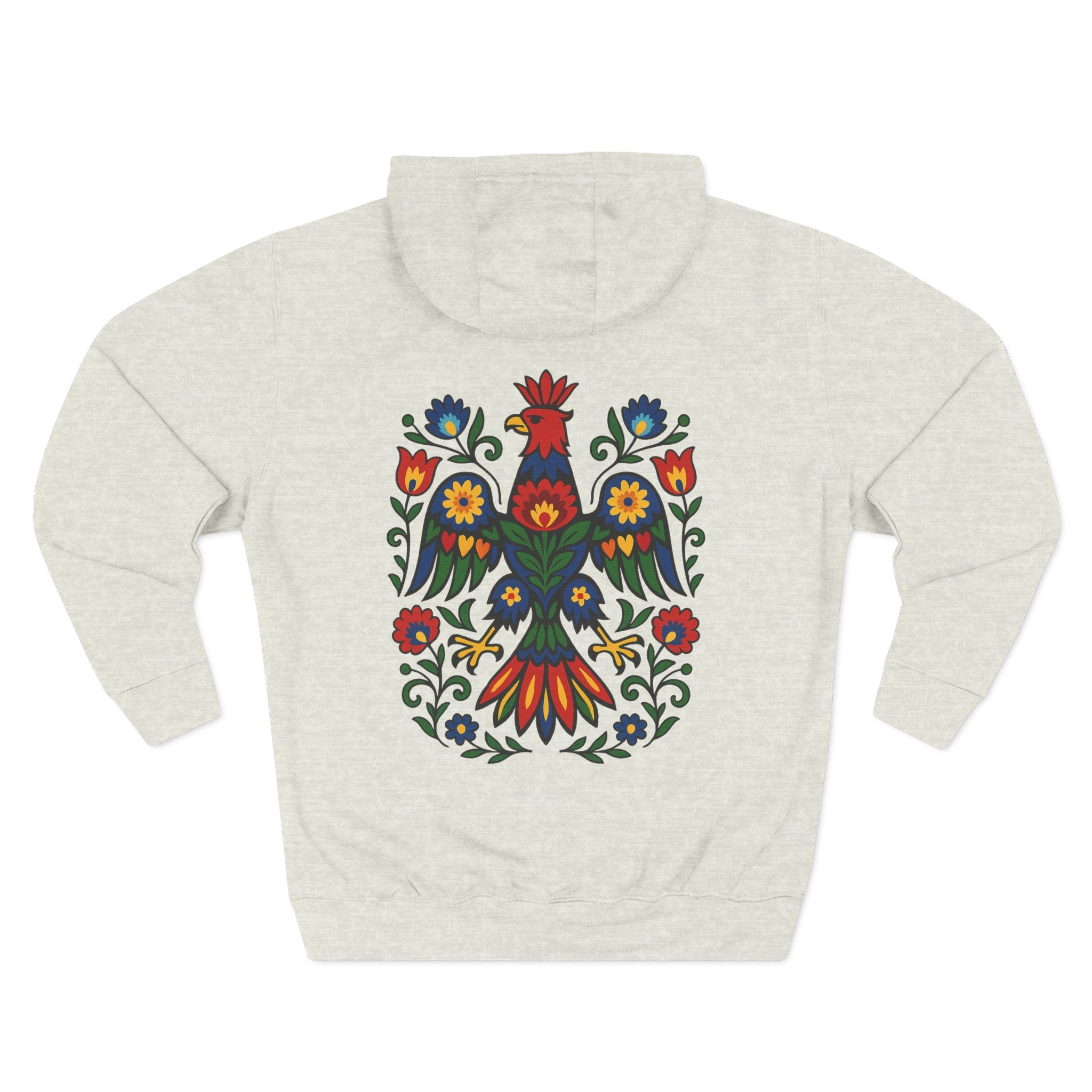 Folk Art Eagle Hoodie — Colorful Polish Wycinanki Design