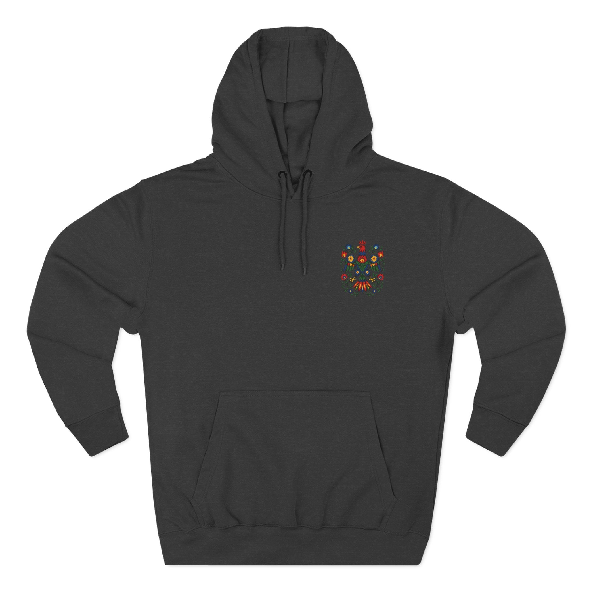 Folk Art Eagle Hoodie — Colorful Polish Wycinanki Design