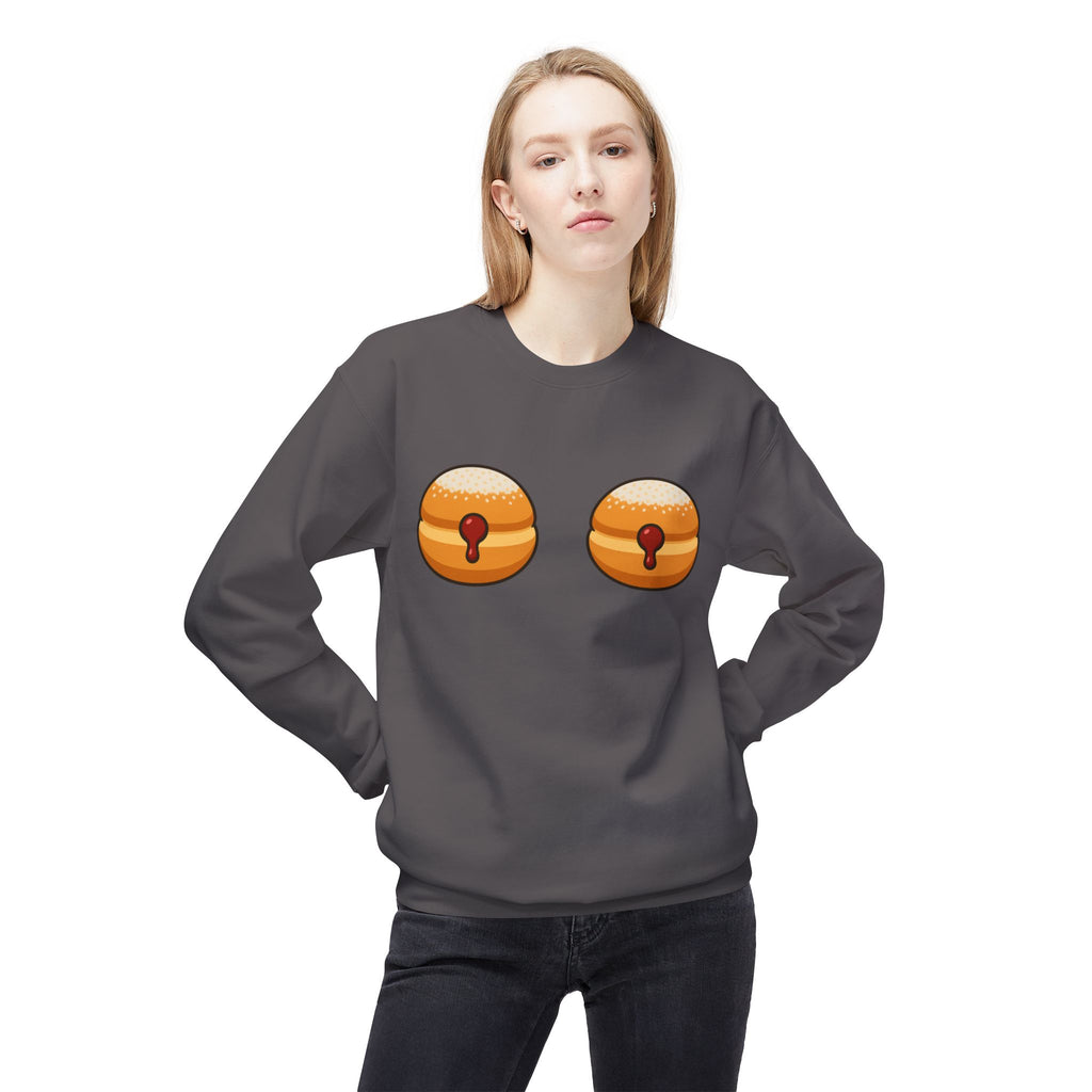 Crewneck Sweatshirt with Funny Paczki Boobs Design