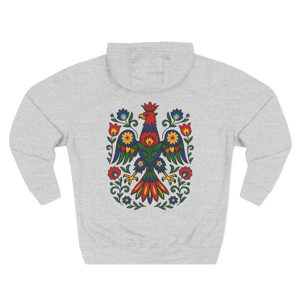 Folk Art Eagle Hoodie — Colorful Polish Wycinanki Design