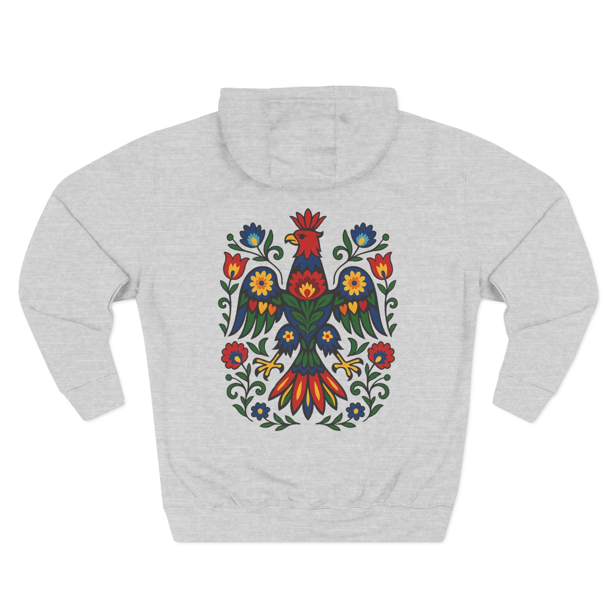 Folk Art Eagle Hoodie — Colorful Polish Wycinanki Design