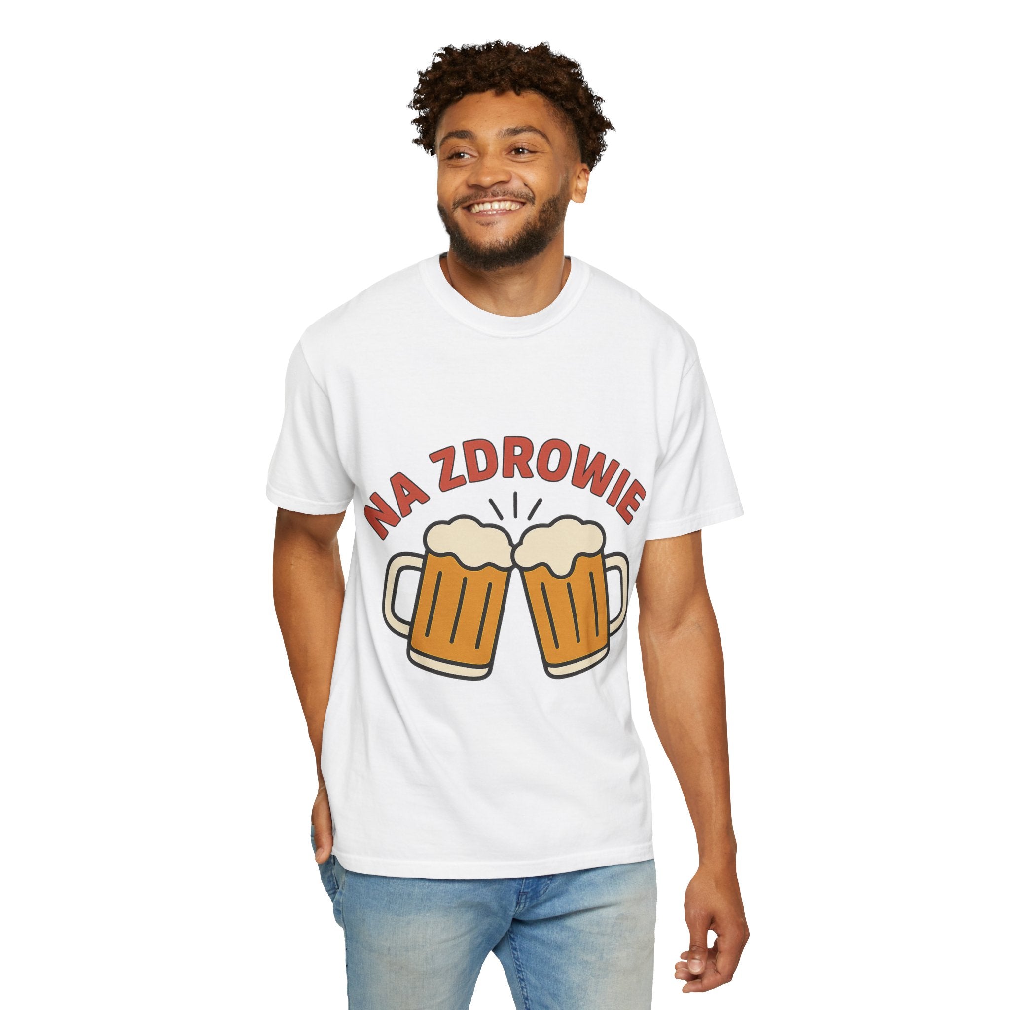 Na Zdrowie Cheers with Clinking Beer Mugs T-Shirt