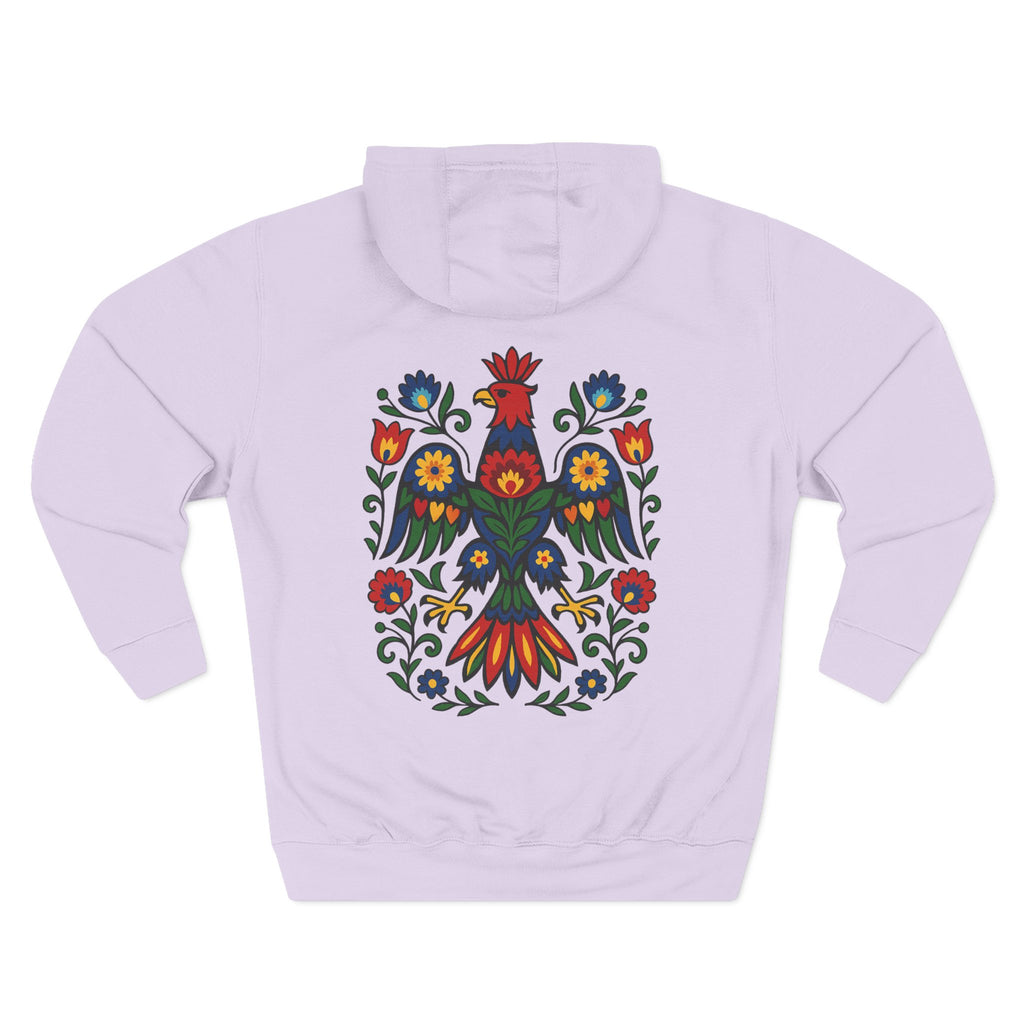Folk Art Eagle Hoodie — Colorful Polish Wycinanki Design