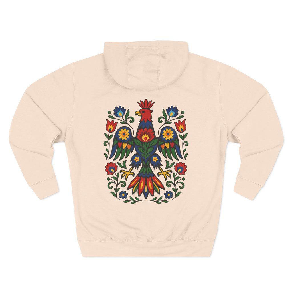 Folk Art Eagle Hoodie — Colorful Polish Wycinanki Design