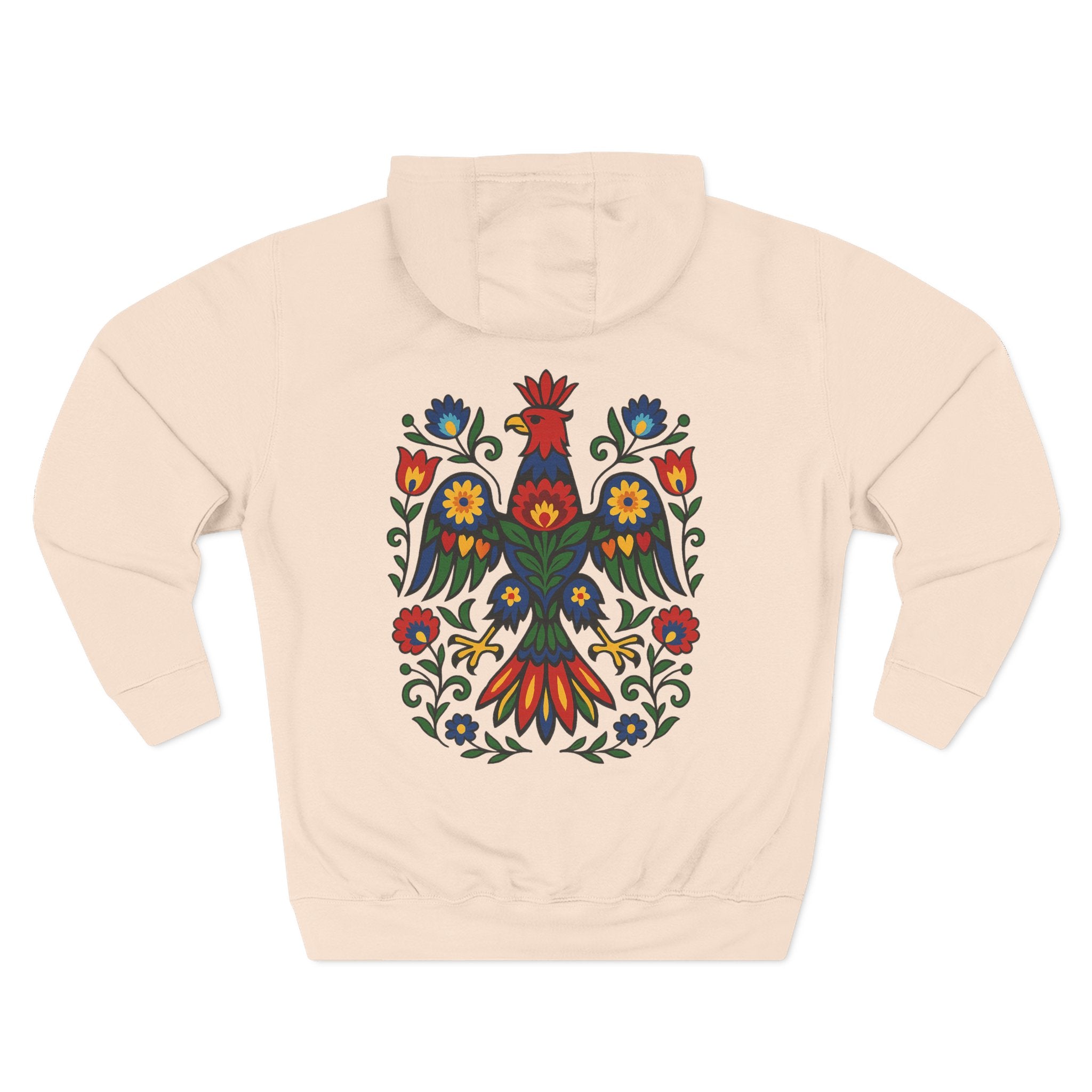 Folk Art Eagle Hoodie — Colorful Polish Wycinanki Design