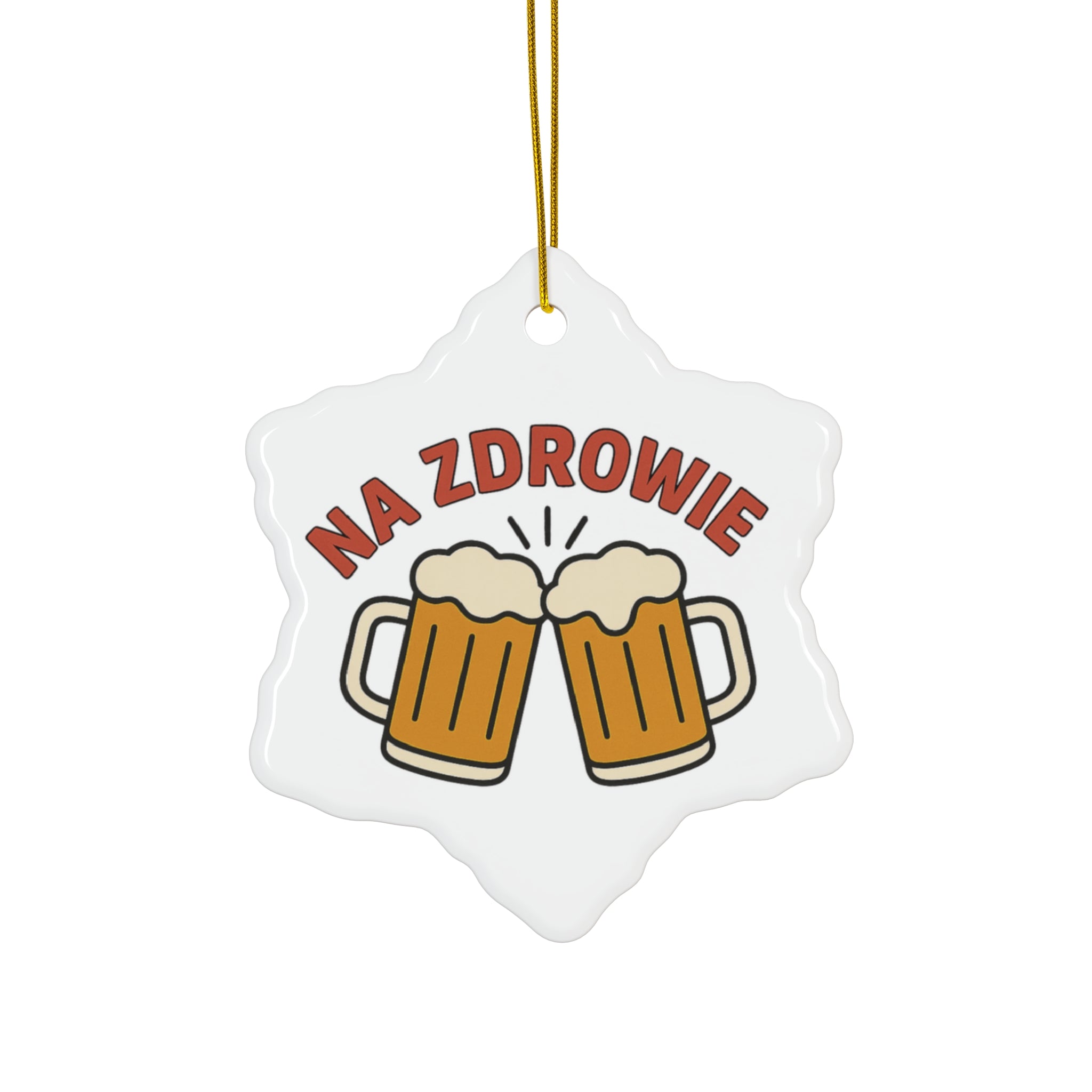 Polish 'Na Zdrowie' Beer Cheers Ceramic Ornament