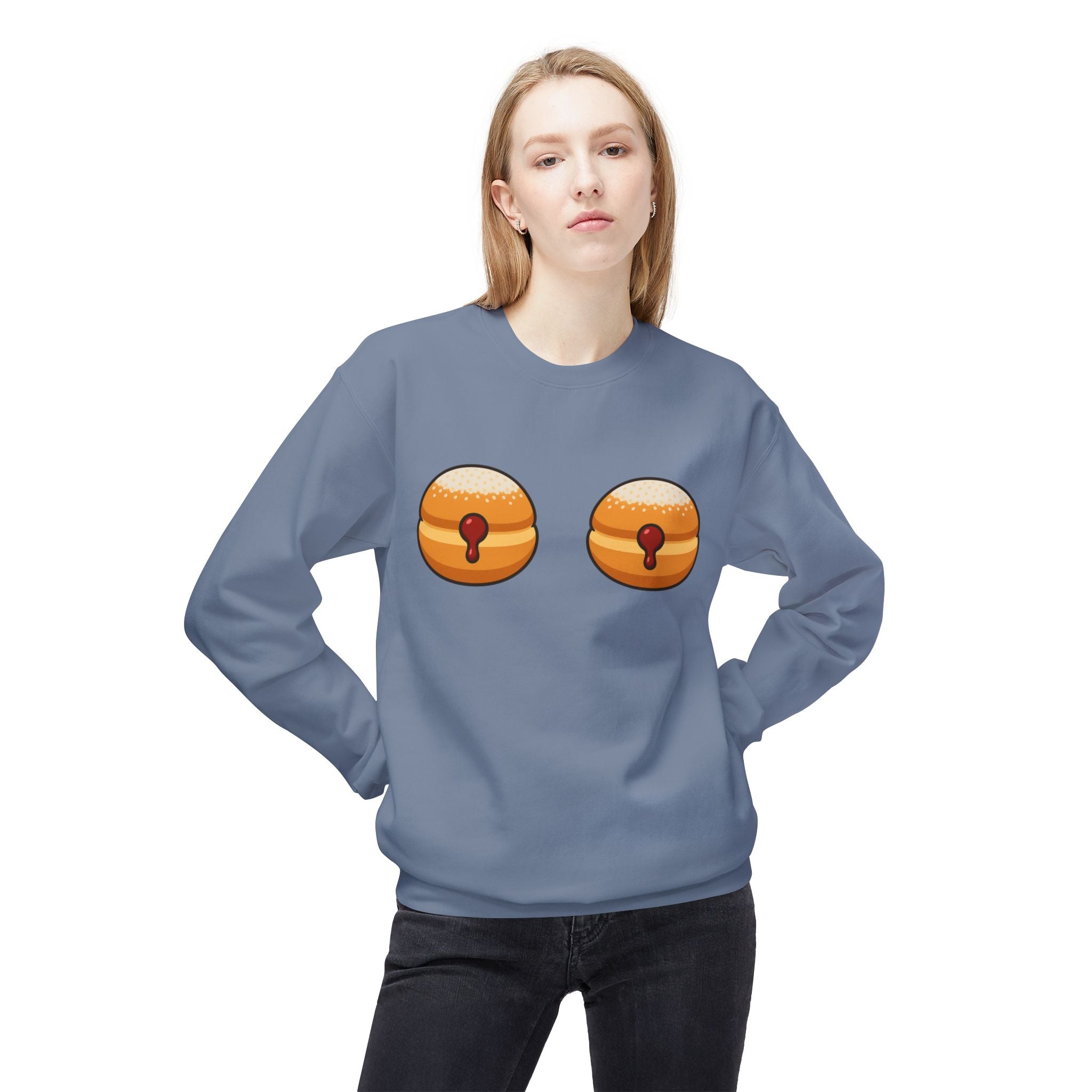 Crewneck Sweatshirt with Funny Paczki Boobs Design