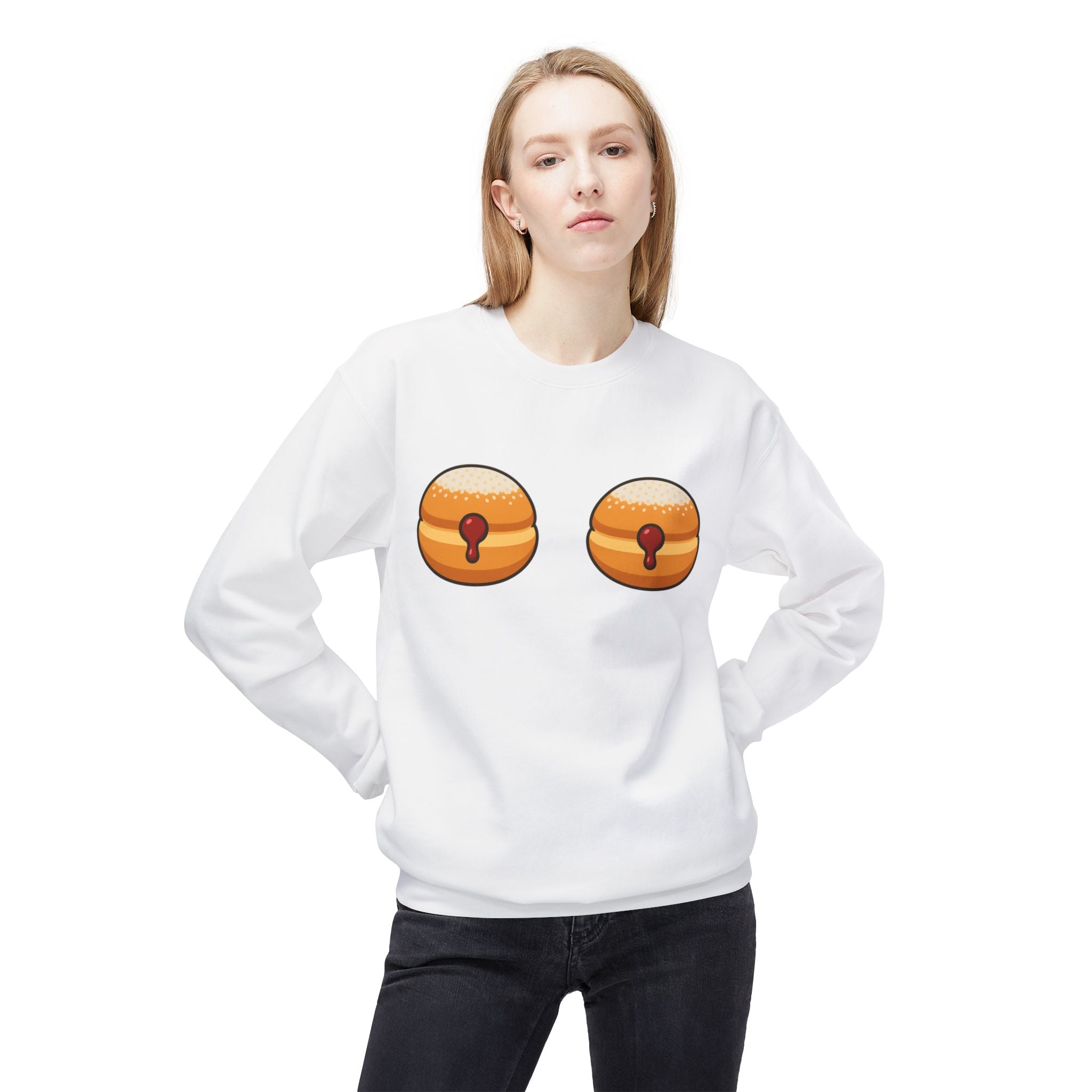 Crewneck Sweatshirt with Funny Paczki Boobs Design