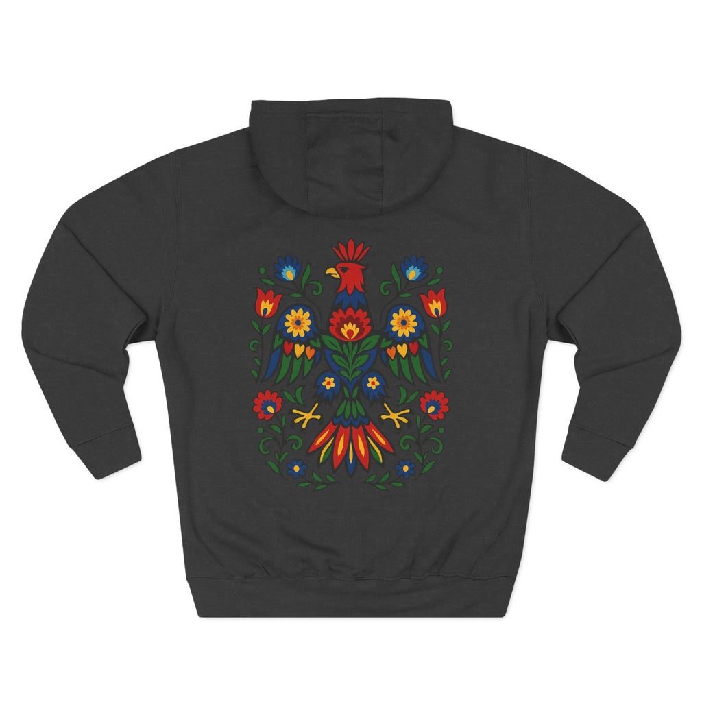 Folk Art Eagle Hoodie — Colorful Polish Wycinanki Design
