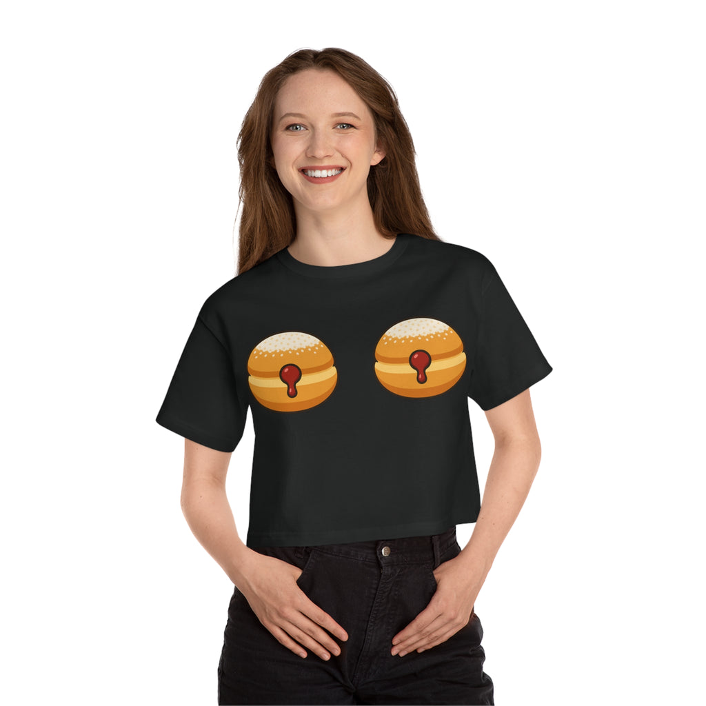Cropped T-Shirt - Paczki Boobs Funny Crop Top