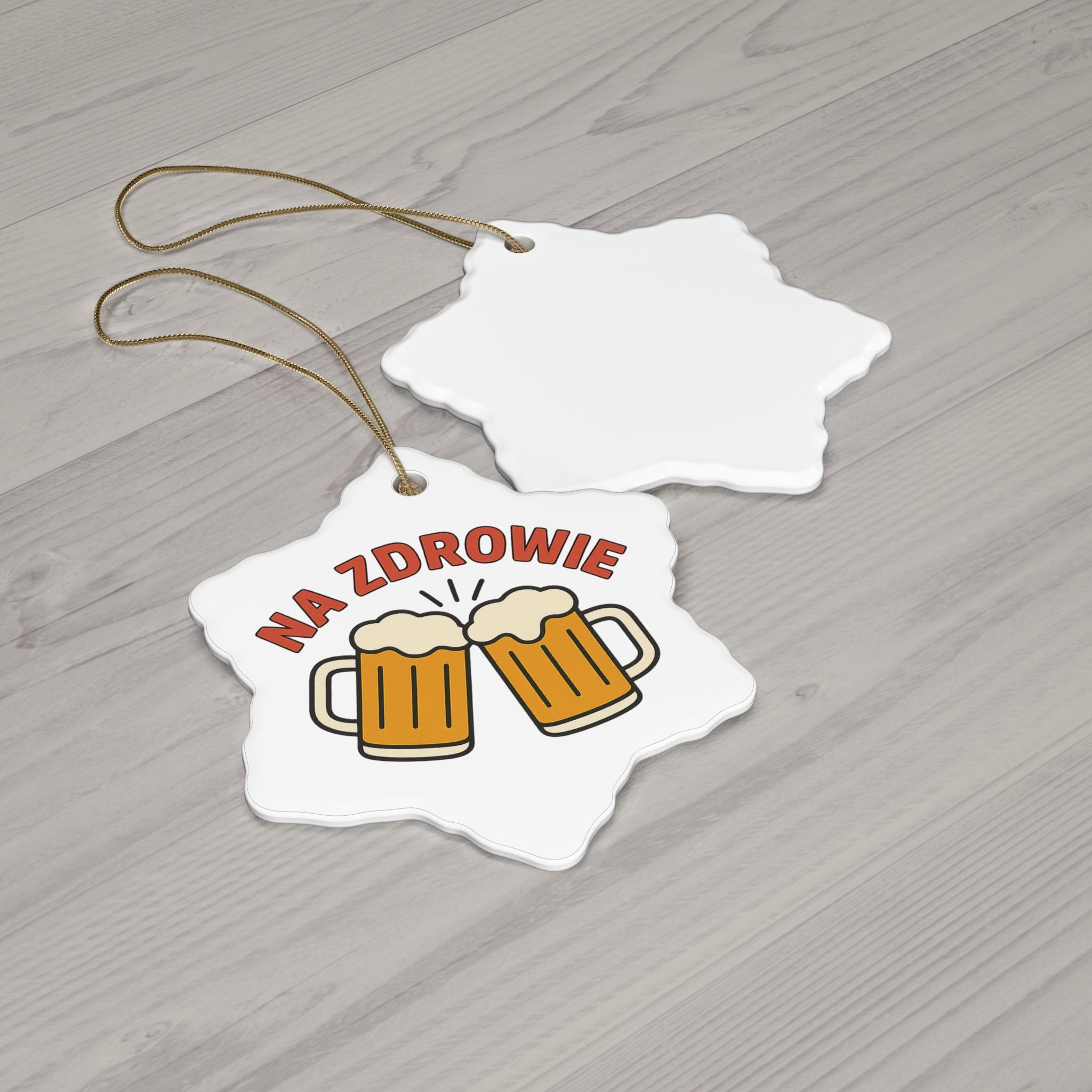 Polish 'Na Zdrowie' Beer Cheers Ceramic Ornament