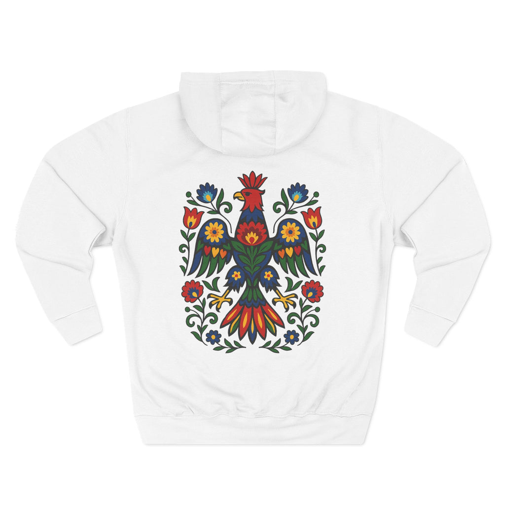Folk Art Eagle Hoodie — Colorful Polish Wycinanki Design