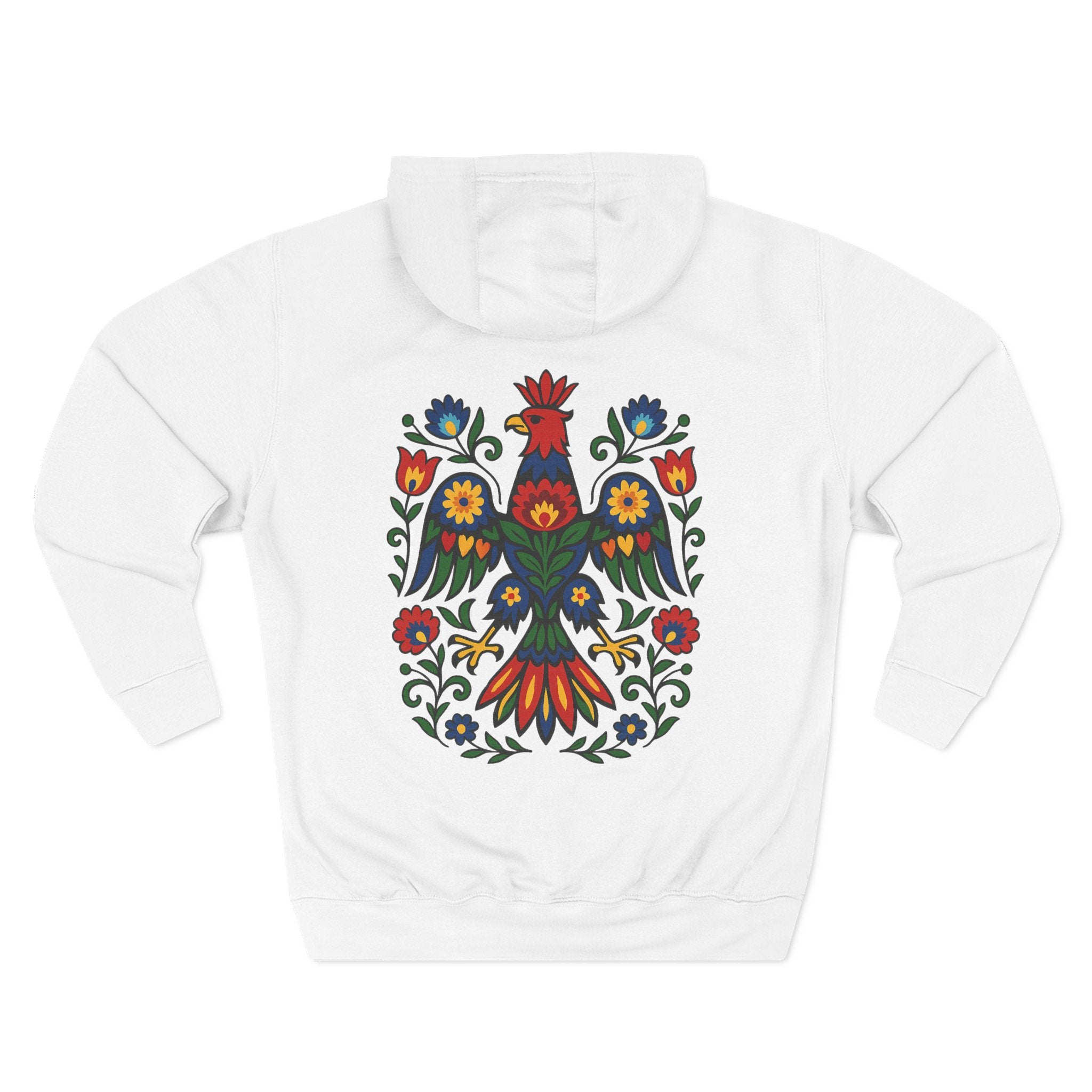 Folk Art Eagle Hoodie — Colorful Polish Wycinanki Design