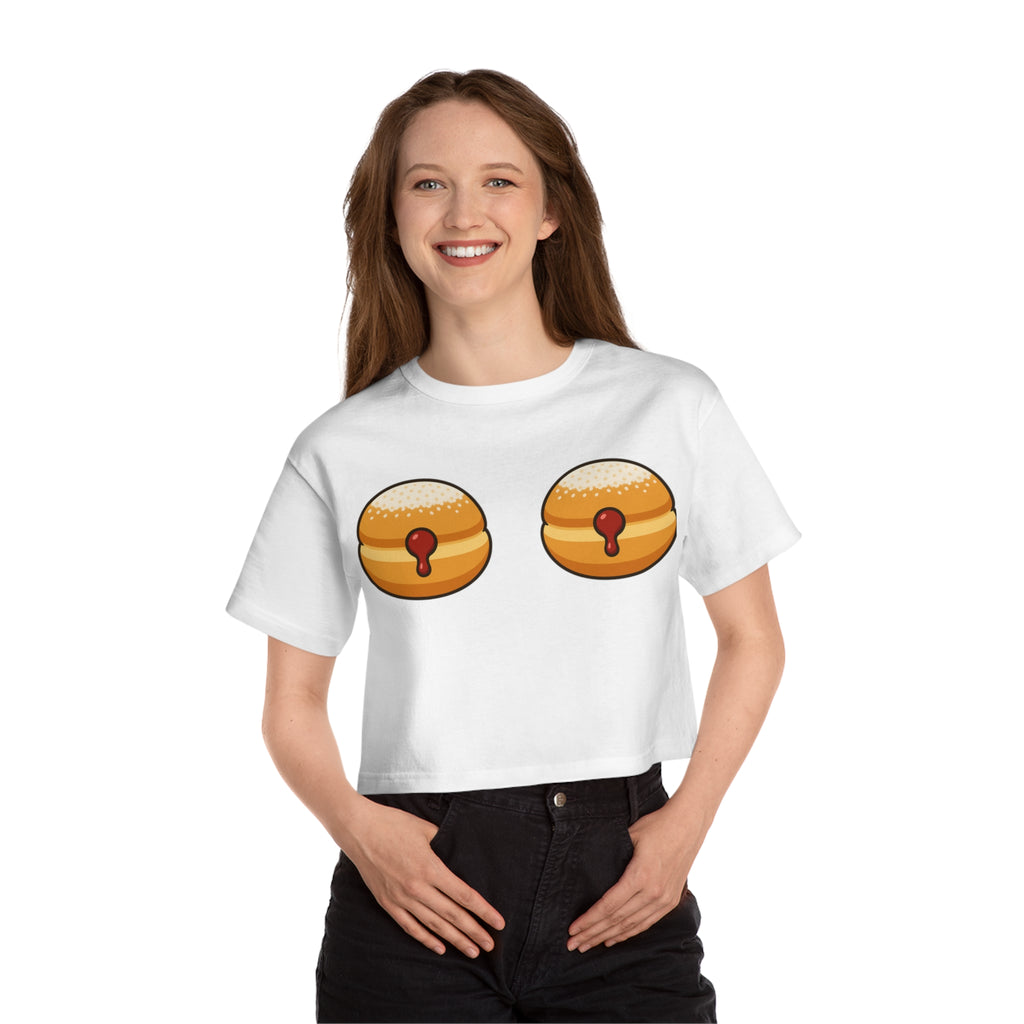 Cropped T-Shirt - Paczki Boobs Funny Crop Top