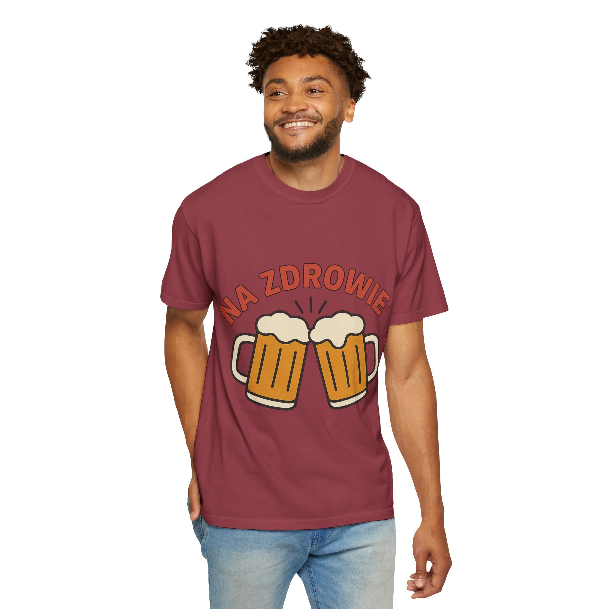 Na Zdrowie Cheers with Clinking Beer Mugs T-Shirt