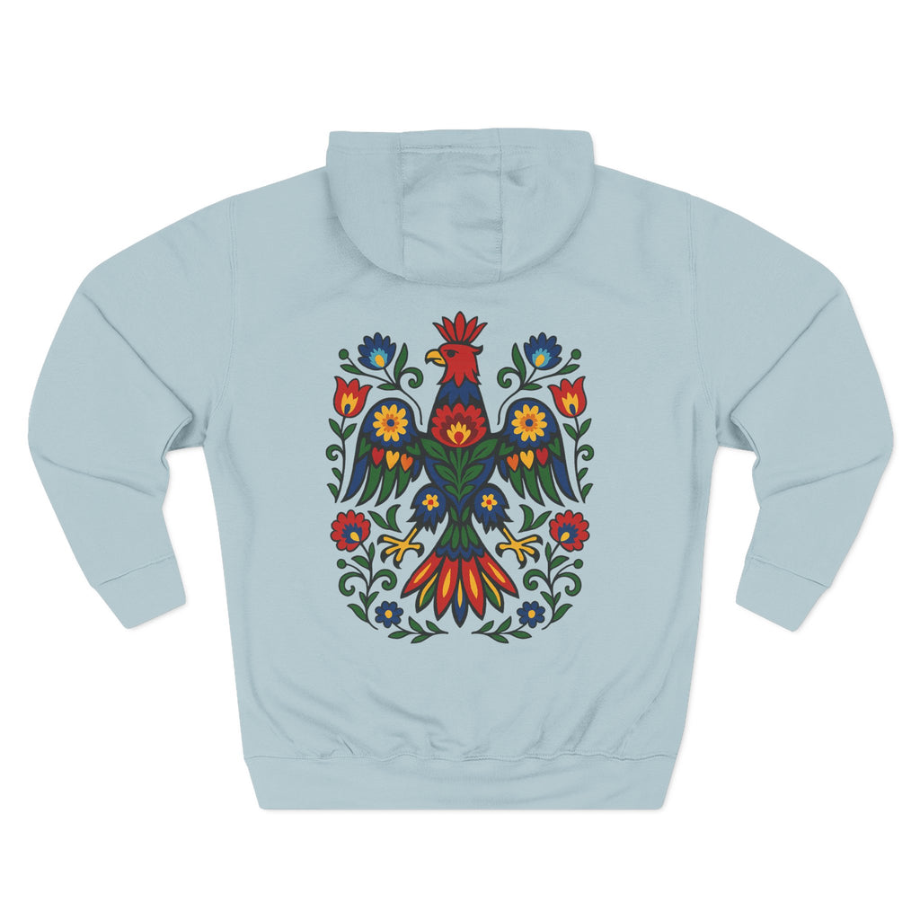 Folk Art Eagle Hoodie — Colorful Polish Wycinanki Design