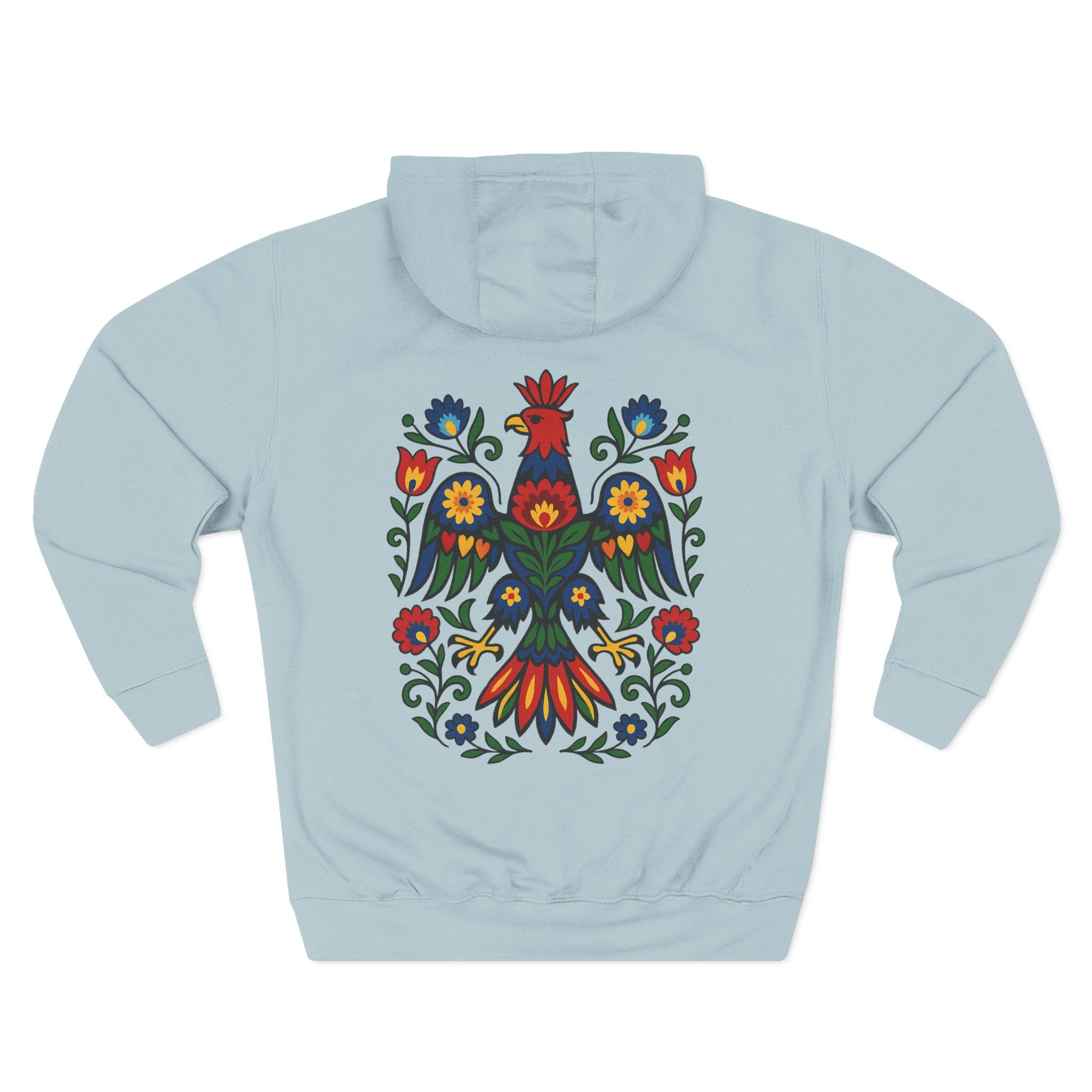 Folk Art Eagle Hoodie — Colorful Polish Wycinanki Design