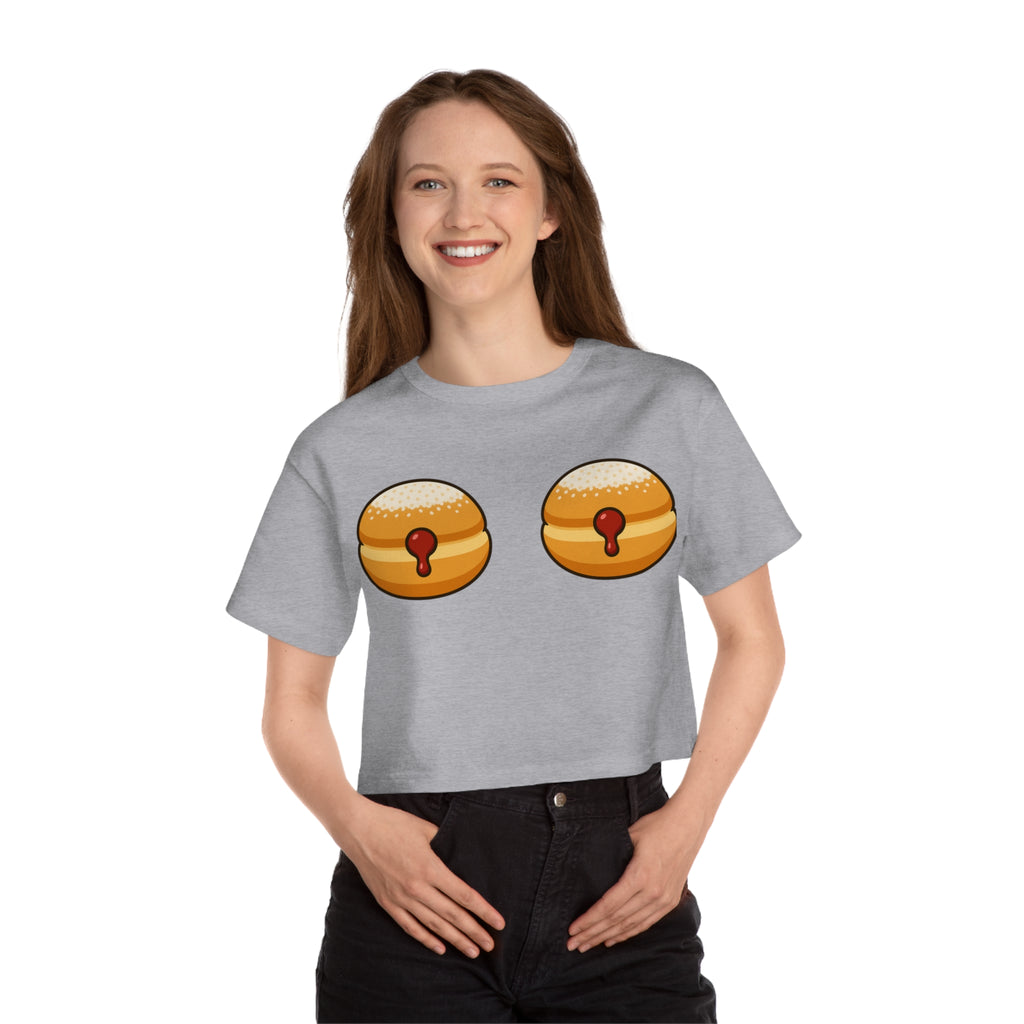 Cropped T-Shirt - Paczki Boobs Funny Crop Top