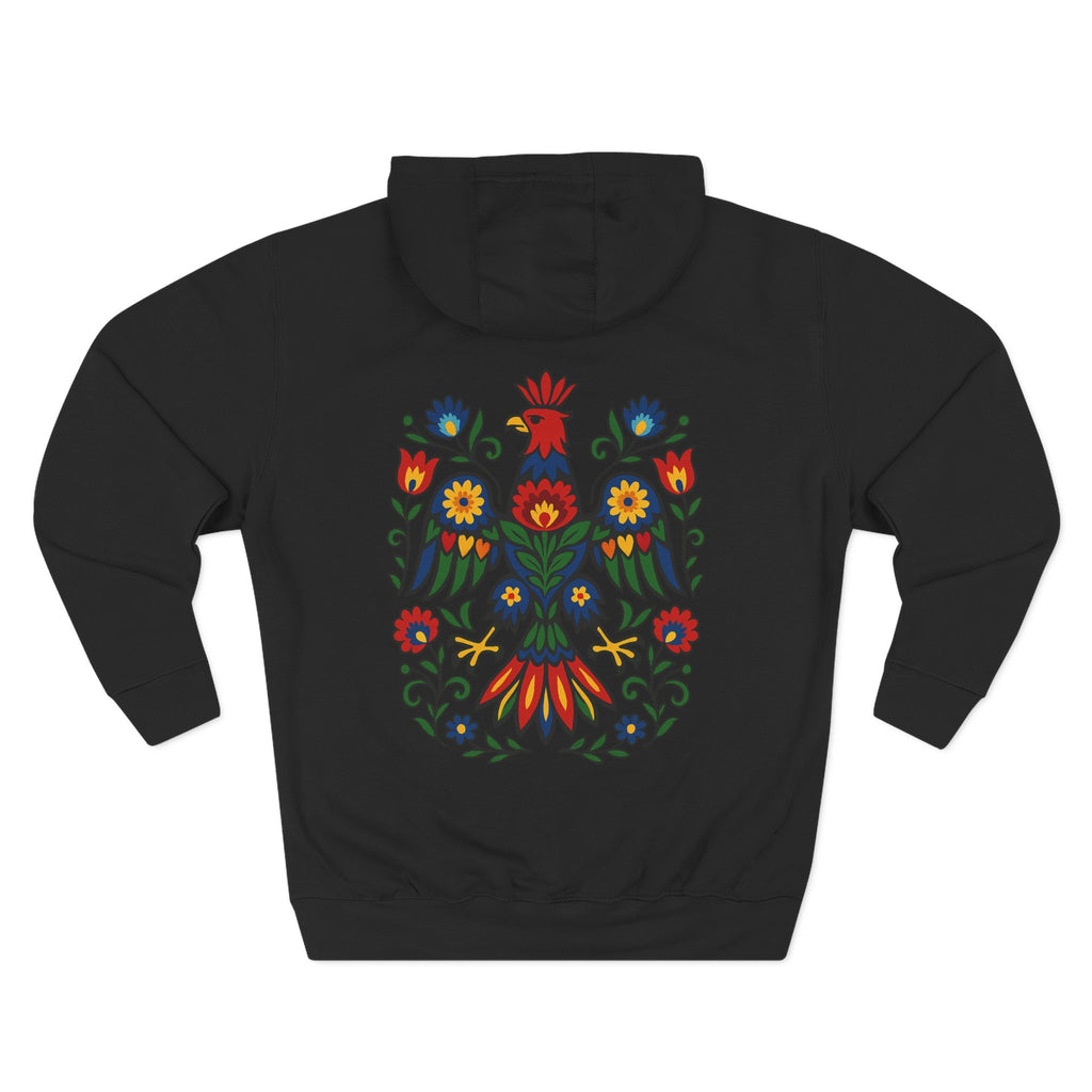 Folk Art Eagle Hoodie — Colorful Polish Wycinanki Design
