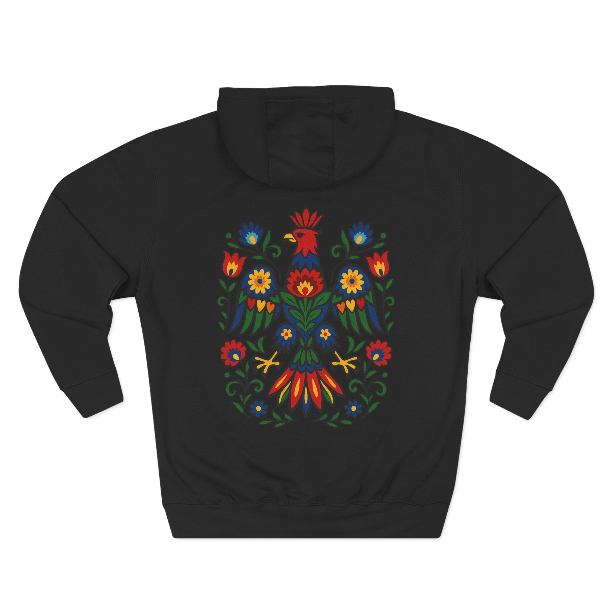 Folk Art Eagle Hoodie — Colorful Polish Wycinanki Design
