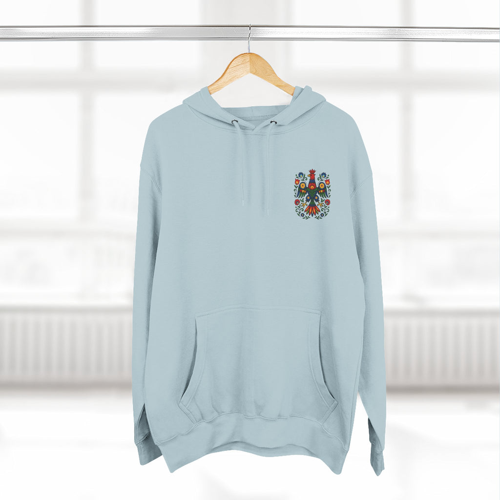 Folk Art Eagle Hoodie — Colorful Polish Wycinanki Design