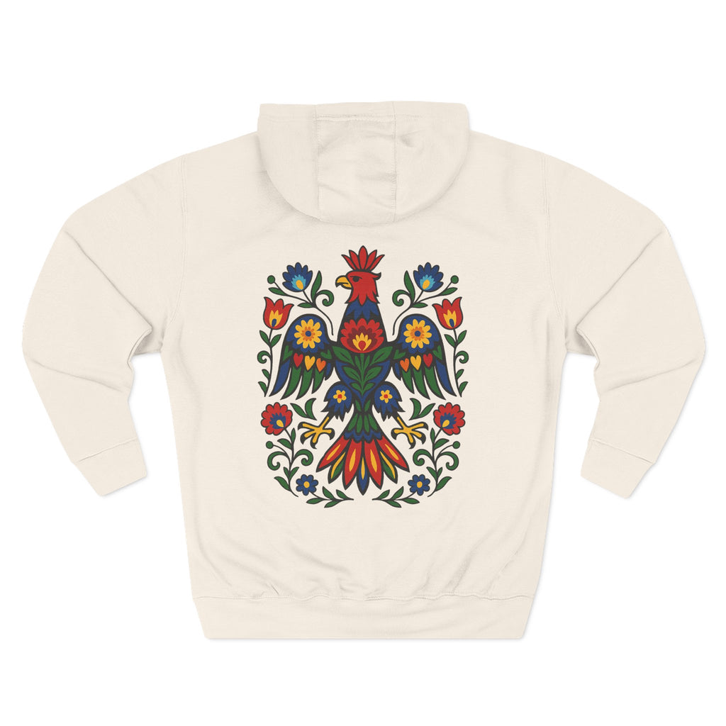 Folk Art Eagle Hoodie — Colorful Polish Wycinanki Design