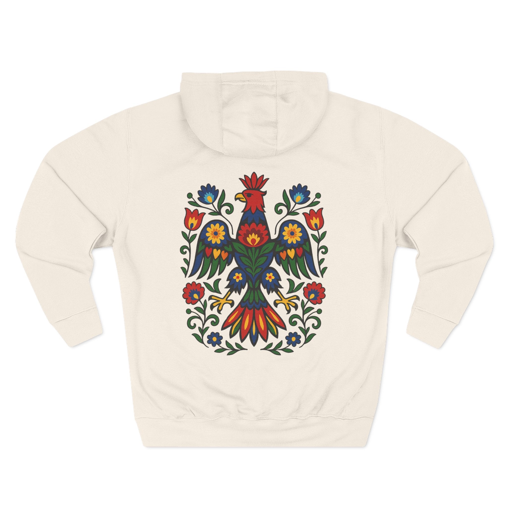 Folk Art Eagle Hoodie — Colorful Polish Wycinanki Design
