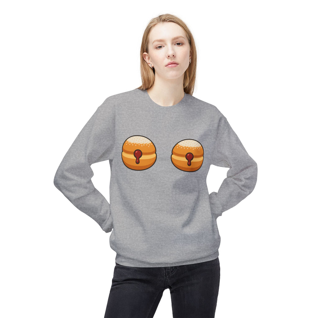 Crewneck Sweatshirt with Funny Paczki Boobs Design