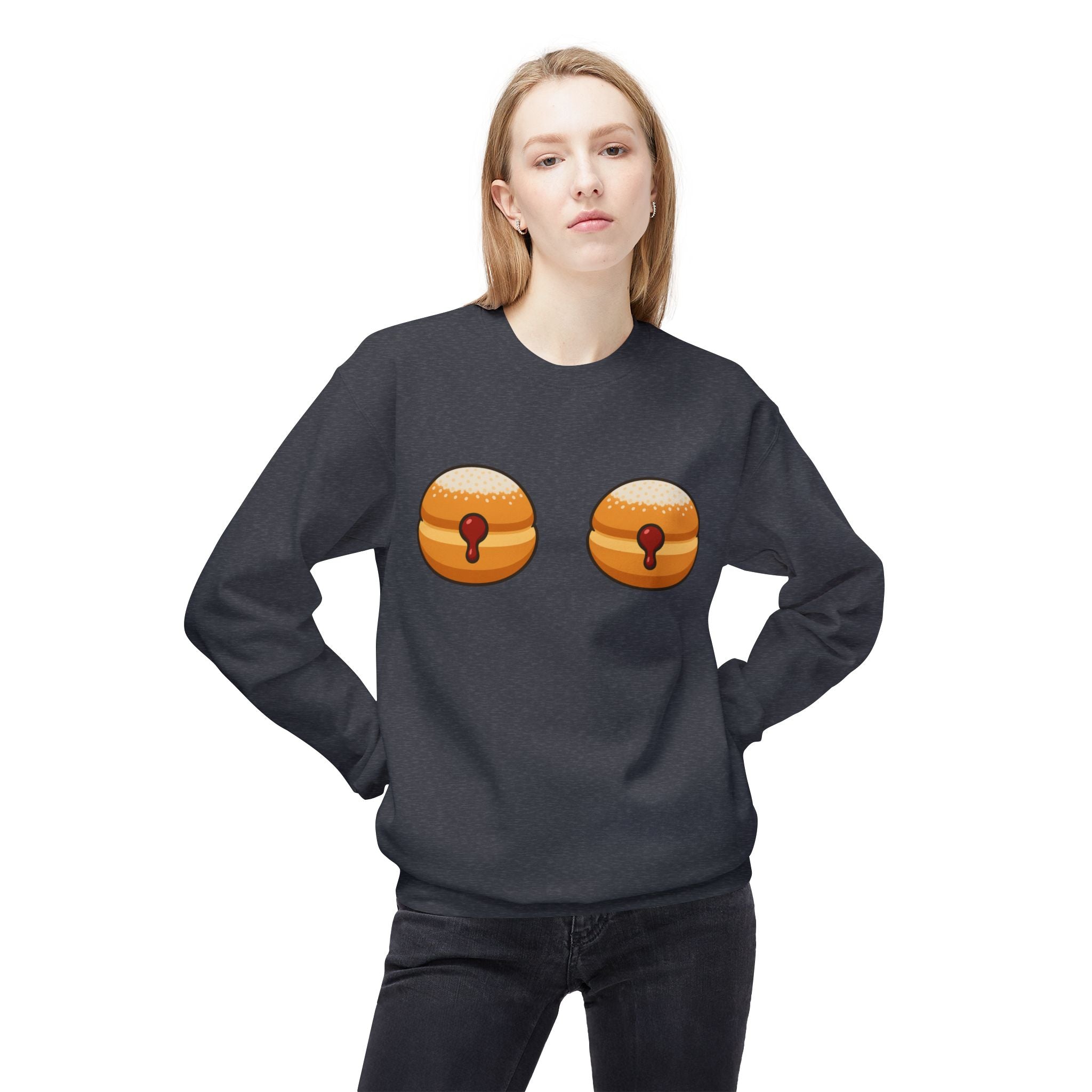 Crewneck Sweatshirt with Funny Paczki Boobs Design