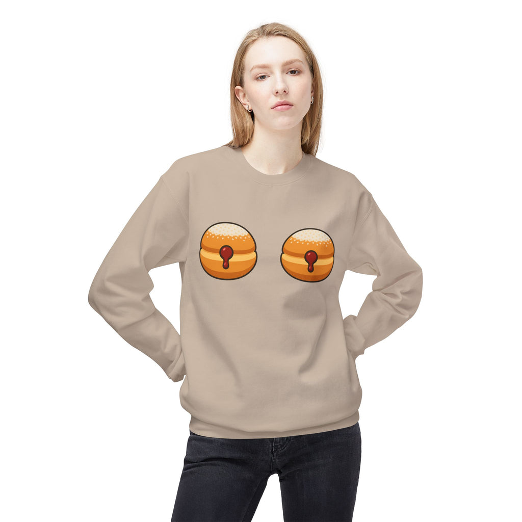 Crewneck Sweatshirt with Funny Paczki Boobs Design