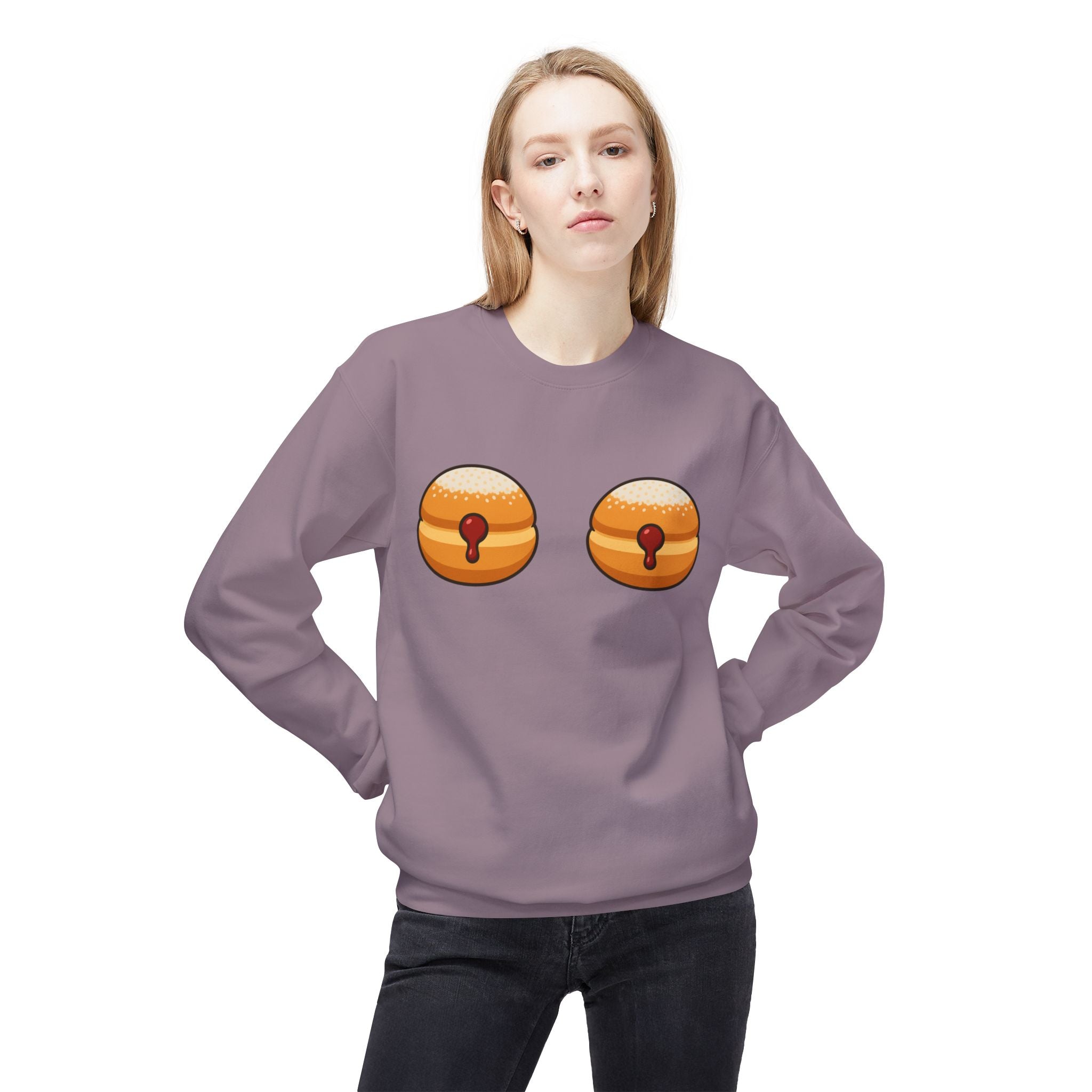 Crewneck Sweatshirt with Funny Paczki Boobs Design