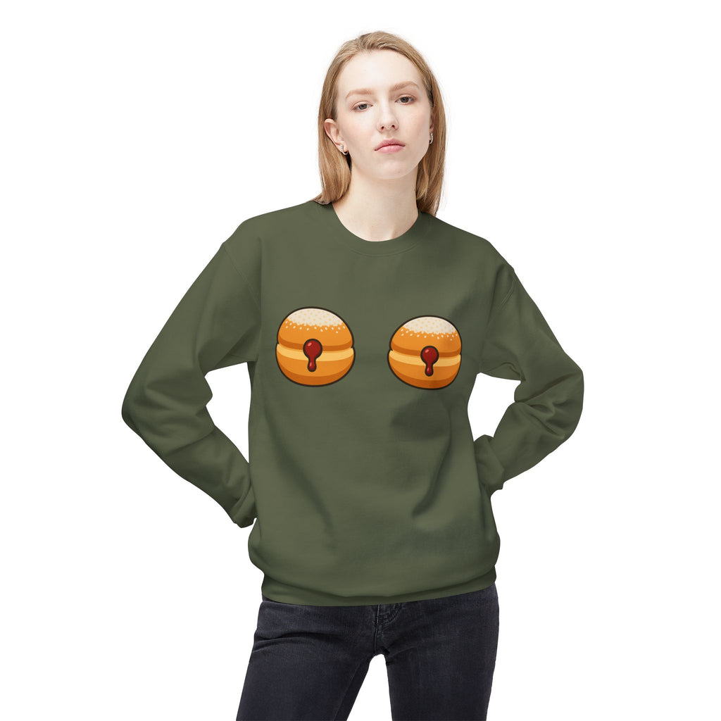Crewneck Sweatshirt with Funny Paczki Boobs Design